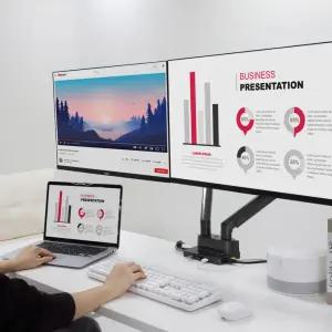 카멜마운트 듀얼 모니터 도킹 USB  HDMI 모니터암 그레이 DMA2DGDS