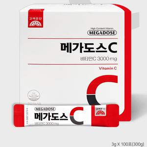 메가도스C 순수 비타민 C 분말 가루 3000 3gx100포 영국산 고함량 물에 타먹는