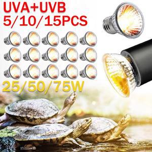 거북이 베이킹 UV 전구  양서류를 위한 가열 조명  풀 스펙트럼 선램프  25 W  50 75W + 파충류 5-15PCs