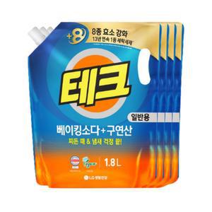 테크 베이킹소다 구연산 액체세제 일반 리필 1.8L X 4개