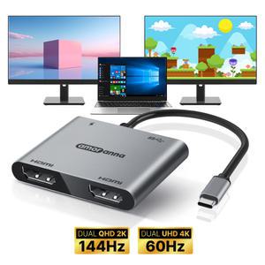 고화질 게이밍 C타입 HDMI 듀얼모니터 분배기 2K 144hz 4K 60hz 화면확장 4in1 허브