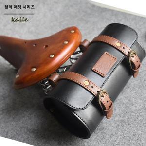 영국 빈티지 자전거 가죽 테일 백 시트 보관 걸이 가방 컬러 시리즈 사이클링 장비 액세서리 범용 적용