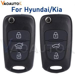 교체 원격 자동차 키 쉘 3 버튼 플립 접이식 케이스 현대 기아 K2 K5 Rio Picanto Ceed Cerato Sportage