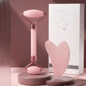 로즈쿼츠 괄사 마사지 하트 롤러 얼굴 마사지 세트