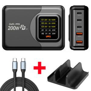 UM2 디스플레이 GAN2-LCD220W GAN2 PD 접지 200W PPS C타입 초고속 멀티충전기 LG그램 삼성 노트북 맥북