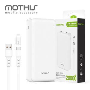 MOTHIS 모디스 최대 10W 슬림 듀얼 올인원 대용량 보조배터리 20000mAh / C타입 케이블 + 8핀 젠더