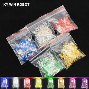 100pcs 3mm LED 다이오드 모듬 키트 흰색 그린 레드 블루 노란색 오렌지 핑크 보라색 따뜻한 DIY 발광