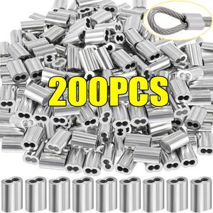 10 200PCS 알루미늄 압착 액세서리 케이블 더블 와이어 로프 고정 페룰 하드웨어 압착 슬리브 케이블 슬리브 루프