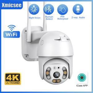 iCSee 8MP PTZ Wifi IP 카메라 실외 5배 디지털 AI 인체 감지 4MP 무선 오디오 모니터