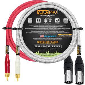 5피트 RCA와 XLR 남성 케이블 쌍 - WBC-PRO-LOCAP 저커패시턴스 14pF/ft 22 AWG 초침묵 오디오 및 인터커넥트 암페놀 플러그 레드 & 실버 재킷