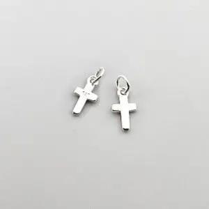 비즈팡 [SVP-25-01] 순은펜던트 실버925 초미니십자가 5x10mm+O링 두께1mm ,1개