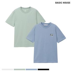 [ 2PACK] 베이직하우스 고밀도 무지+그래픽 반팔티셔츠