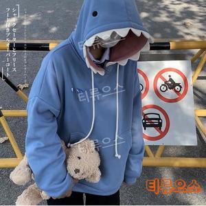 겨울 상어 후드티 귀여운 여성 남자 커플기모후드티 커플 옷 선물 티류으스