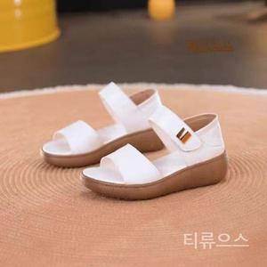 1+1 로마네스크 미니멀리즘 패션 통굽 샌들 프리미엄 가죽 발편한컴포트쿠션슬리퍼 티