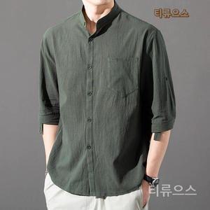 티류으스 면 마/린넨/남성/여름/7부/루즈핏/반팔/셔츠/남방