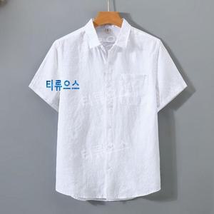 티류으스 남자린넨셔츠 시어서커 마 구김없는 남친룩 린넨 셔츠 남자하늘색 모시 반팔