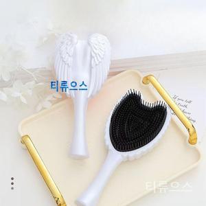 두꺼운 모발용 헤어 엉킴 제거 브러시 부드러운 강모 천사 날개 디자인 긴 손잡이 방수