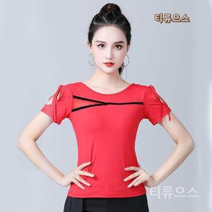 티류으스 라인댄스상의 복장 여름 운동복 상의 댄스 반팔