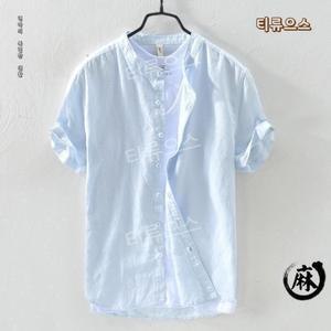 남자 여름 반팔 린넨 셔츠 캐주얼 긴팔 티류으스