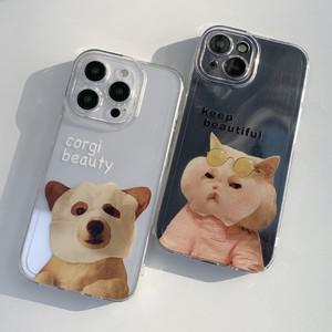 아이폰 15 프로 마스크팩 고양이 강아지 투명 젤리 폰 케이스 풀커버 단품