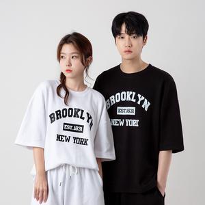 뉴욕 브루클린 데일리 반팔티 색상 2종 상의 오버핏 루즈핏 캐주얼 커플티 남자 여자