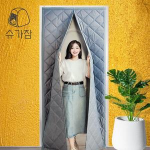 방풍커튼 도톰 엠보싱 외풍차단 방한커튼 자석양문형 L (100 x 2 1개 무타공중문0726-