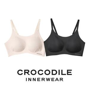 [크로커다일] 감탄브라 소프트핏 쉘론 스트랩 패드일체형 브라2종 라이트베이지 블랙