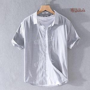 남자 모시옷 여름 계량 생활 남성 인견옷 세트 반소매 중년 개량 삼베 상의 티류으스