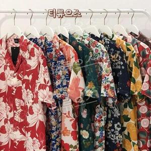 하와이안 빈티지 셔츠 여름 해변 휴가패션 꽃 남방 옷 오버핏 남성 커플옷비치웨어 티