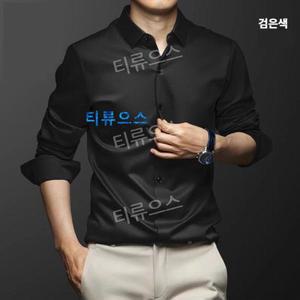 남자 와이셔츠 정장 구김없는 오버핏 드레스 남방 유니폼 남성용 긴팔 스 실크 셔츠 슬