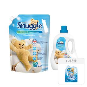 스너글 섬유유연제 허거블코튼 용기 2L, 1개+리필 2.6L, 1개+증정(블루스파클 플러스