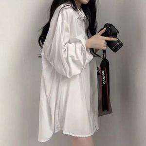 빅사이즈와이셔츠 오버핏화이트 셔츠형원피스 흰색롱072505