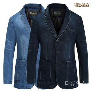 티류으스 남자 청 데님 자켓 봄 가을 캐주얼 싱글 마이 연청 진청