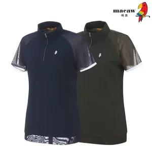 (여성)시스루 배색 집업 반팔 티셔츠_MLW2TH02