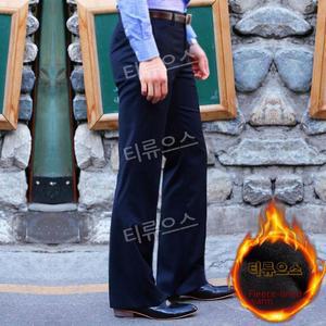 남자 정장 바지 비즈니스 나팔바지 부츠컷 팬츠 중년 와이드 기모 겨울 가을 티류으스