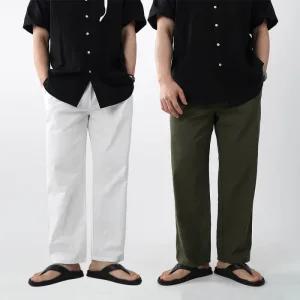 오엔엘 / 1 + 1 린넨슬랙스 남자흰바지 남자와이드슬랙스