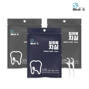 [메디케이] 국내생산 일회용 치실 80p x 3 총 240p 대용량 케이스 포함