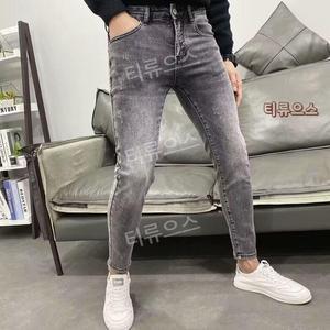 남자8부청바지 쿨청 얇은 연청 여름 데님 편한 진청 워싱 티류으스