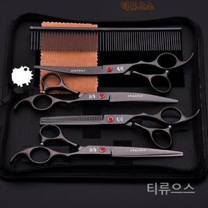 애견요술가위 왼손가위 반려동물 그루밍 가위용 헤어 팁 키트 원형 가위틴닝가위 티류