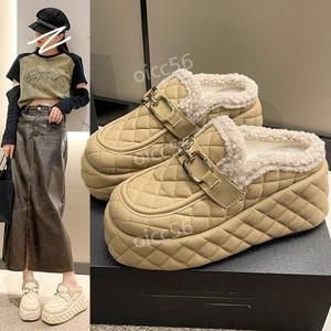 여자 겨울 키높이 통굽 슬리퍼 털 블로퍼 뮬 7cm