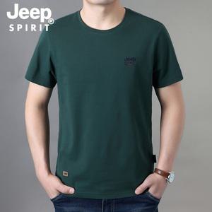 JEEP 지프 남성 라운드넥 화이트 반팔 티셔츠/면/오버핏/빅사이즈/오버핏/면티/40대