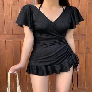 로덴 랩 셔링 모노키니 수영복 여름 여성 휴가 휴양지 빅사이즈 팔뚝살
