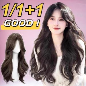 BestCcl 웨이브 가발 여자 리얼 모발 자연스러운 롱 웨이브 통가발 1/2