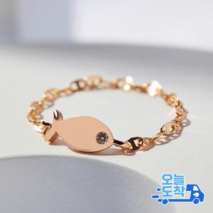 14K 18K 럭키 다비 물고기 체인 반지