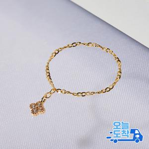 14K 벨라 큐빅 T함마링 체인 금 반지