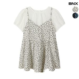 여성 플로럴 뷔스티에 블라우스 세트