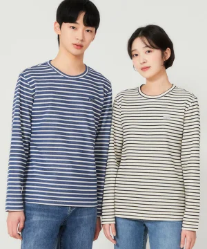 유니 세미오버핏 사카리바 스트라이프 긴팔티 NP1KE404