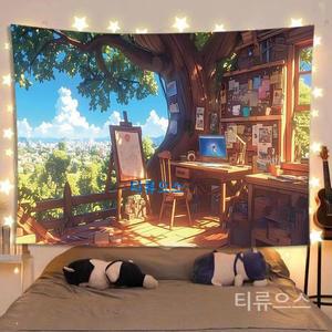 일본 애니 감성 패브릭포스터 대형 태피스트리 캔버스 벽장식 인테리어 일러스트 방꾸
