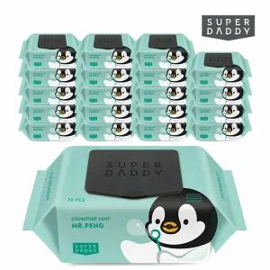 슈퍼대디 민트 아기물티슈 캡형 70매 20입 (70gsm)