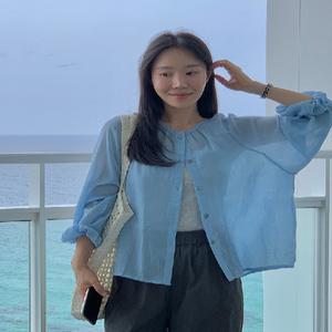 펄링버튼 린넨 썸머 블라우스 가디건 (3color)